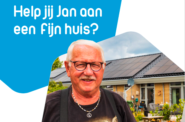 Jan voor een rij huizen